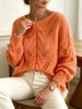 Women Cable Hollow Knit Sweater, Loose Long Sleeve Jumper Lightweight Breathable Eyelet Knit Top With Soft Skin Touch_ecoleips.com