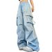 Women's Drawstring Wide-Leg Cargo Pants Multi-Pocket Loose Casual Trousers Street Style Versatile Floor-Length Trousers_ecoleips.com