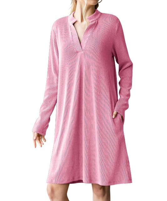 Women's Clothing Women's V-Neck Long Sleeve Loose Fit Casual Dress For Autumn Winter – Stylish & Comfortable In Multiple Colors_ecoleips.com