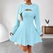 Women's Long Sleeve Hoodie Top With Sleeveless A-Line Dress Set - Casual Two Piece Outfit For Fall & Everyday Wear_ecoleips.com