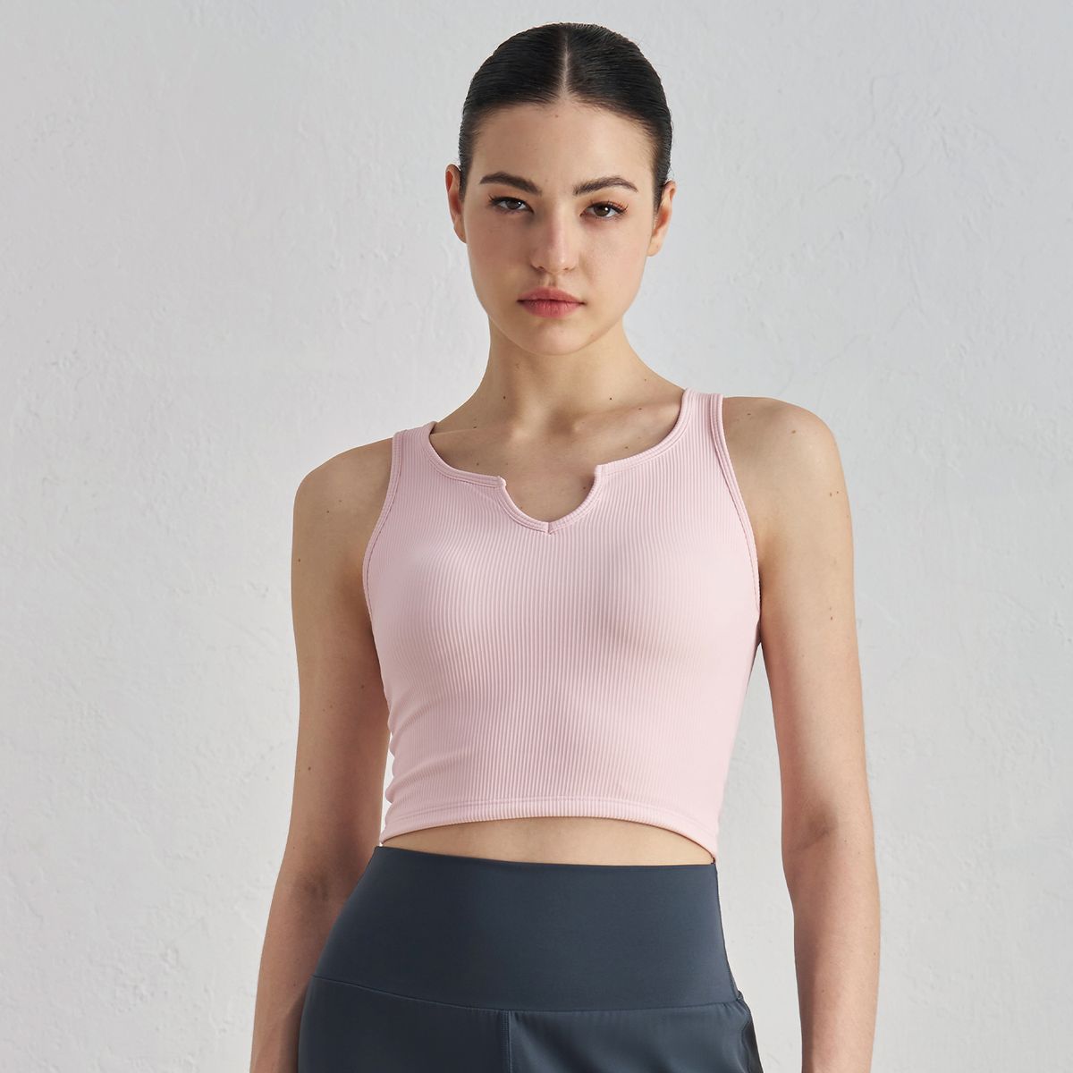 Women's Clothing Fixed Cup Sports Bra Female Sexy V Neck Yoga Bra Women's Ribbed Fitness Vest_ecoleips.com