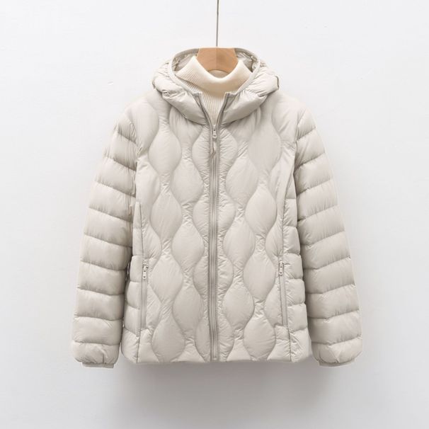 Pinghu Chixin 90 National Standard Autumn Winter New Lightweight Down Jacket Wave Pattern Women's Hooded Coat_ecoleips.com