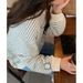 Elegant Striped Sweatshirt Women, Spring And Thin Style, 2023 New Loose Chic Hong Kong Style Early Autumn Top For Women_ecoleips.com