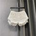 European Style White Denim Shorts For Women, 2026 New Summer Style, Hot Girl Ripped Jeans, Casual And Fashionable Wide Leg A Line Hot Pants_ecoleips.com