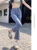 Women's Flared Jeans With Side Slits For Petite Figures, New Summer Style 2026, High-waisted Cropped Bell-bottom Pants_ecoleips.com