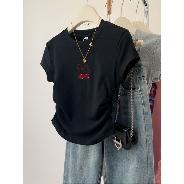 Women's Cotton Short Sleeve T-Shirt Slimming Loose Fit plus Size New Style Summer Hot Selling Base Layer Printed Inner Wear_ecoleips.com