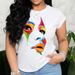 Cross-border Supply Women's T-shirt With Colorful Lips, Short-sleeved, Loose Fit, Plus Size_ecoleips.com