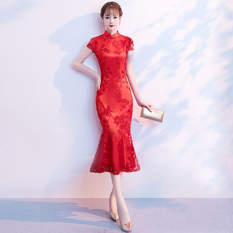 Elegant Chinese Qipao Dress Modern Long Cheongsam Retro Floral Print Women's Fashion Dress_ecoleips.com