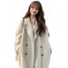 Chic Oversized Tweed Coat Women's Winter Audrey Hepburn Style Double-Breasted Jacket – Elegant & Comfortable (Beige/Pink/Camel/Black/Gray)_ecoleips.com