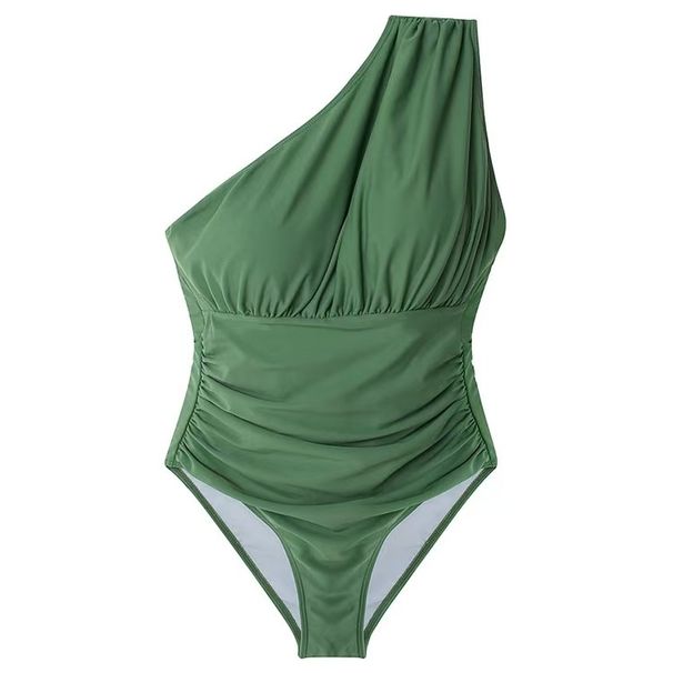 Aria Basics Factory Direct Ins-style One-piece Asymmetrical Shoulder Swimsuit For Women, New Korean Version High-waisted Slimming_ecoleips.com