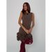 A French-Inspired Backless Dress With Pleated Hem Exudes Sophistication, Featuring A Solid-Color Silhouette That Slims A_ecoleips.com