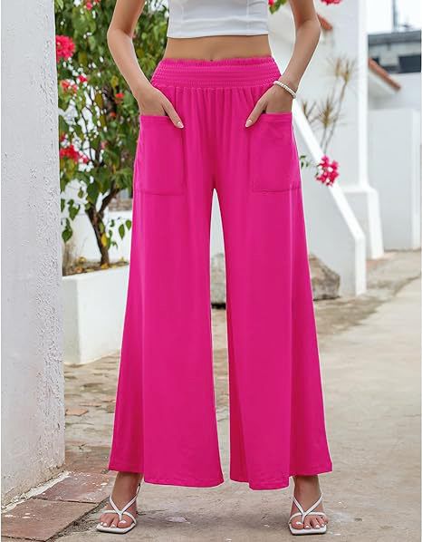 Women's High Waist Casual Pants Loose Fit With Pockets Cotton Polyester Spring/Autumn Bottoms_ecoleips.com