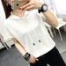 Elegant Fashion Harajuku Slim Fit Female Clothes Loose Casual All Match Short Sleeve T-shirts Solid Thin Style Hooded Sweatshirt_ecoleips.com