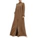 2024 New Muslim Women's Clothing Middle Eastern Arabic Style Stand Collar Zipper Cardigan Pocket Elegant Loose Dress_ecoleips.com
