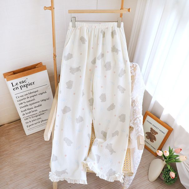 Sleepy Pants For Women Cotton Spring And Summer Thin Sweet And Floral Printed Trousers With Side Pockets Loose Fit Home Pants_ecoleips.com