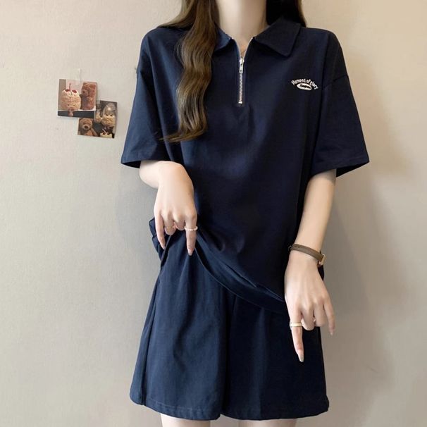 Women's Summer Casual 2-Piece Set - Cotton Short Sleeve T-Shirt & Wide Leg Shorts (Breathable, Loose Fit, Sporty Style)_ecoleips.com