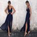 Women's Sexy Printed Dress Summer Front Slit Backless Bow Design Style New Arrivals_ecoleips.com