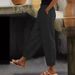 Women's Cotton Linen Trousers Solid Color Fashion Casual Elastic Waist Side Pocket Spring Autumn New Style_ecoleips.com