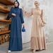 Women's Clothing A1457 Elegant Beaded Pleated Dress Middle Eastern Muslim Long Dress (without headscarf)_ecoleips.com