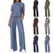 Women's Casual Sweatshirt Set Round Neck Drawstring Pants Split Hem European American Style_ecoleips.com