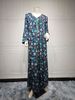 Women's Clothing Large Size Women's V Neck Dress Diamond Fashion Printed Southeast Asian Robe Long Skirt_ecoleips.com