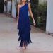 Spring Summer Asymmetric Tassel Oblique Shoulder Dress For Women European American Fashion Evening Gown_ecoleips.com