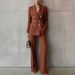 Women's Professional Blazer And Trousers Set - Solid Color Lapel Suit For Office Wear Elevate Professional Presence_ecoleips.com