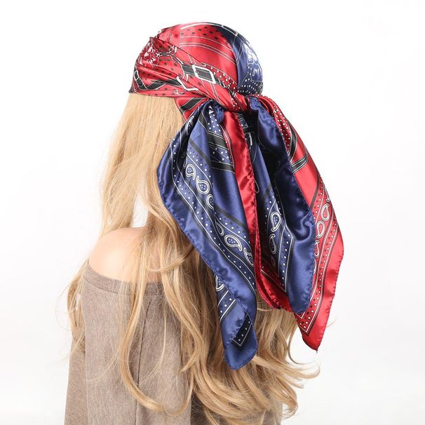Large 90cm Square Scarf Shawl Chain Print Style Like Women's Muslim Fashion_ecoleips.com