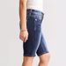 Women's Slim Fit High Waist Denim Shorts – Embroidered Stretch Jeans Shorts (Dark Blue, S-XXL)_ecoleips.com