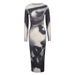 WG229 Cross-border European And American New Style Light Luxury High-end Printed Elegant Sexy Slim-Fit Long-Sleeve Dress_ecoleips.com