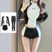 Women's Long Sleeve Two Piece Wetsuit Swimsuit Slimming Korean Style Surfing Suit Conservative Sportswear Sun Protection for Hot Spring_ecoleips.com