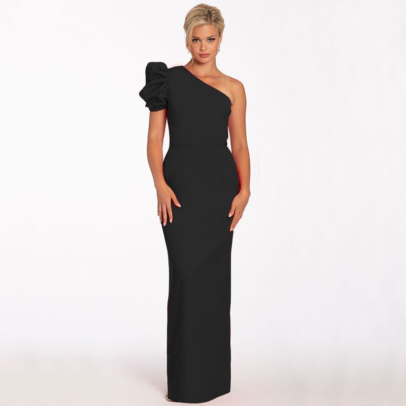 Verve 2025 New Women's Single Shoulder Sexy Dress With Elegant Lantern Sleeves_ecoleips.com