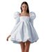 Women's Clothing Elegant Puff Sleeve Lace Up Satin Party Dress Dress Sexy Princess Dress Female_ecoleips.com