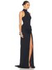 Blifanbo Turtleneck Off-shoulder Sleeveless Thigh Split High Waist Pleated Maxi Dress For Women Elegant Fashion Club Party Dress_ecoleips.com