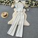 Women's Clothing Tops High Waist Denim Stitching Wide Leg Straight Trousers Casual Suits_ecoleips.com