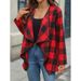 Women's Spring Commute Style Shirt Plaid Long Sleeve Irregular Button-Free Shirt Cardigan Top_ecoleips.com