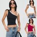 Women's Clothing sexy elastic contrast vest contrast edge oblique shoulder suspenders slim fit top for women_ecoleips.com