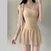 Women's One Piece Swimsuit Solid Color One Shoulder Dress Style Conservative Slimming Girlish Pure Sexy for Vacations And Hot Springs_ecoleips.com