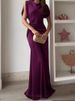 Casual O-neck Draped Gowns Dress Elegant Hight Waist Slim Fit Evening Dress Vestidos Women Fashion Temperament Solid Long Dress_ecoleips.com