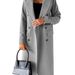 Women's Long Sleeve Double Breasted Trench Coat With Lapel Collar, Slim Fit Outerwear For Fall Winter, Solid Color Elegant Jacket_ecoleips.com