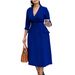 Sophisticated Double-Breasted Midi Dress With Belt – Women's Stretch Polyester Blazer Dress For Fall/Winter (S-XXXL, Office To Evening Elegance)_ecoleips.com