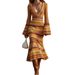Shein Western Style Autumn And Winter Long Sleeve Striped Dress Women's Clothing_ecoleips.com