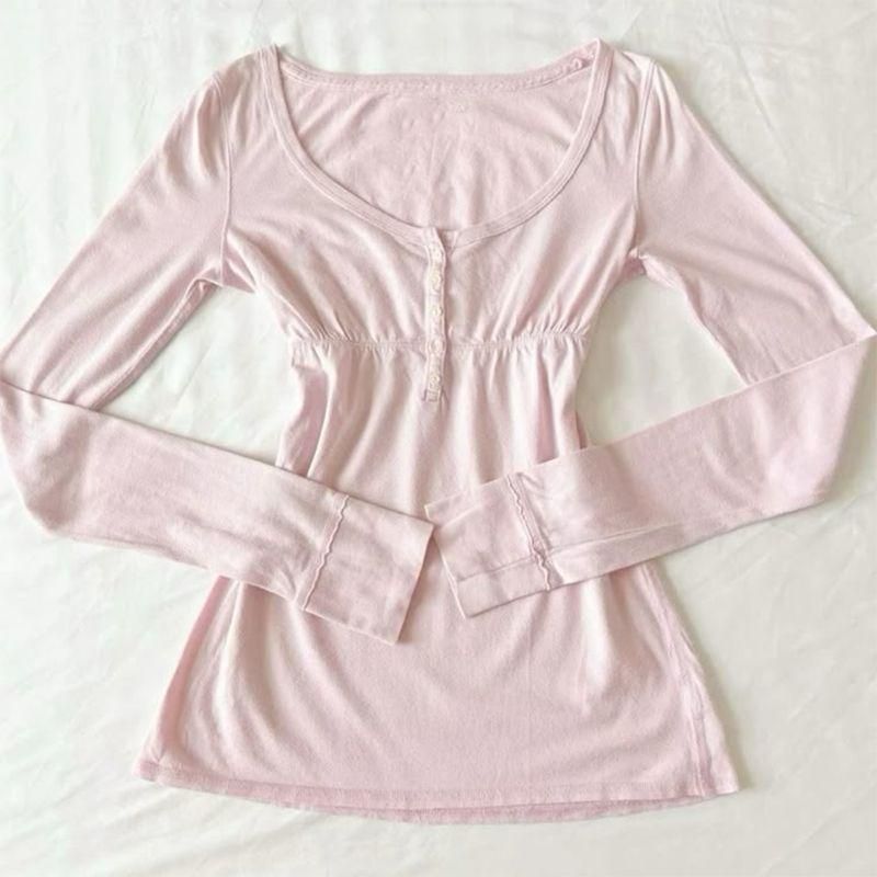 Effortless V-Neck Sun Protection Tee – Oversized Striped & Solid Long Sleeve (S-L)_ecoleips.com