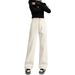 2025 Fall/Winter New Style Apricot Narrow Straight Wide-Leg Jeans For Women, Slimming High-Waisted Fleece-Lined_ecoleips.com