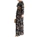 Elegant Muslim Abaya Dress With Belt Long Sleeve Flowy Maxi Dress For Women, Modest Islamic Fashion, Breathable Polyester, Print Design (Black, S-XXL)_ecoleips.com