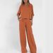 K Casual And Fashionable Pocket Pants Beach Suit Short Sleeved Top Pullover Set Women's Solid Color Two-piece Set_ecoleips.com