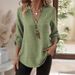 Women's Casual Loose V Neck Shirt Plus Size Solid Color Spring Summer American Style Top_ecoleips.com