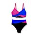 Women's Clothing Women's Sexy High-Waisted Color Block Bikini Swimsuit 2 Piece Set European And American Style For Formal & Casual_ecoleips.com