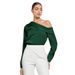 Women's Clothing Women's Pleated Satin Shirt Top Asymmetrical Off-Shoulder Long Sleeved Spring/Summer Asymmetrical Long Sleeved Shirt_ecoleips.com