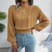 Aria Basics Aria Basics Ins Style Real Shot Autumn Winter European American Casual Braided Lantern Sleeve Waist-Cinching Knitted Sweater_ecoleips.com